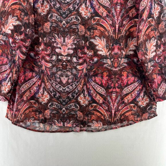 Soft Surroundings Top Sz M Tasha Sheer Tunic Tapestry Floral Paisley Burgundy - Picture 6 of 10